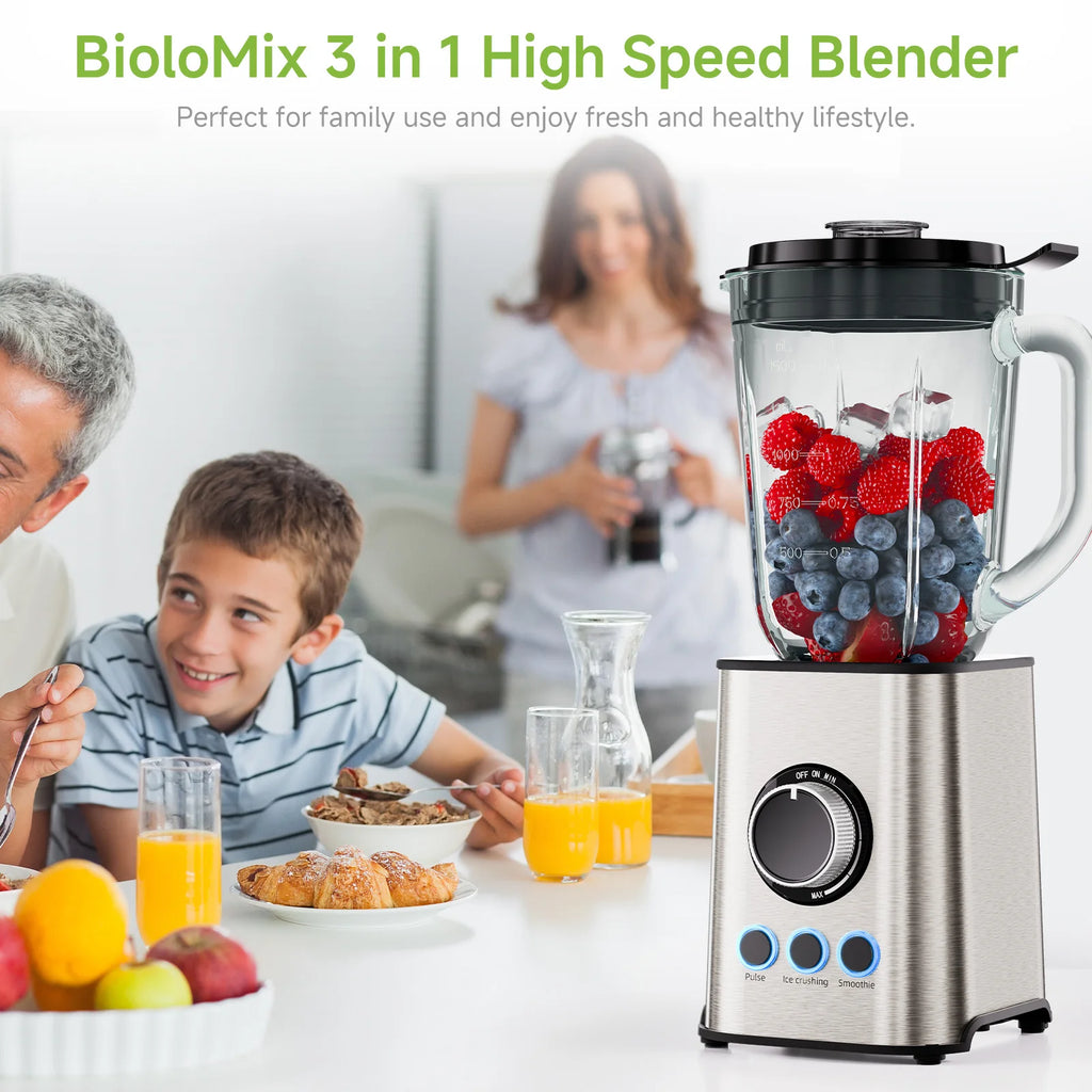 Batidora de Vaso 3 en 1 1300W — Smoothies, Hielo y Picado
