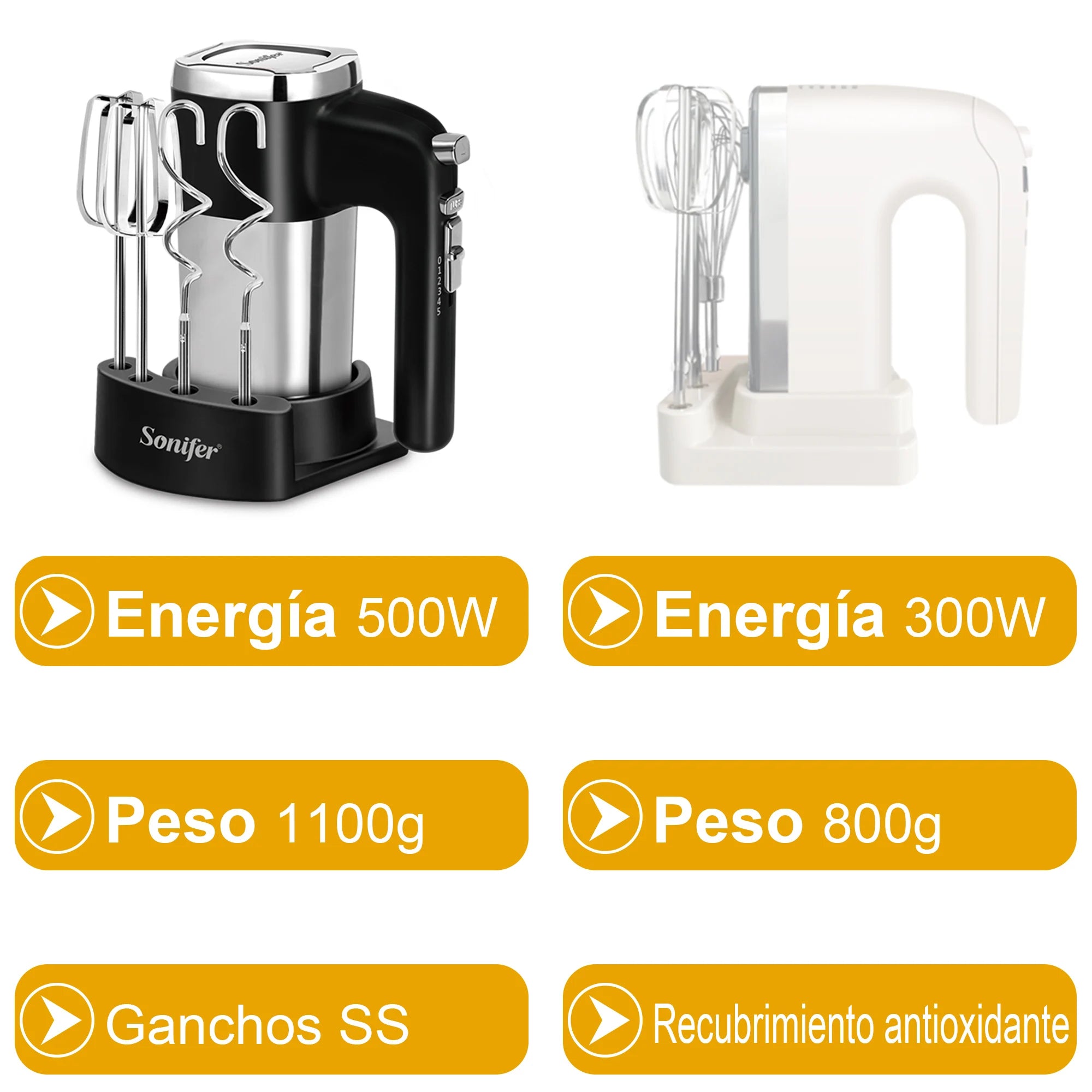 Batidora de Varillas Eléctrica con Ganchos para Masa