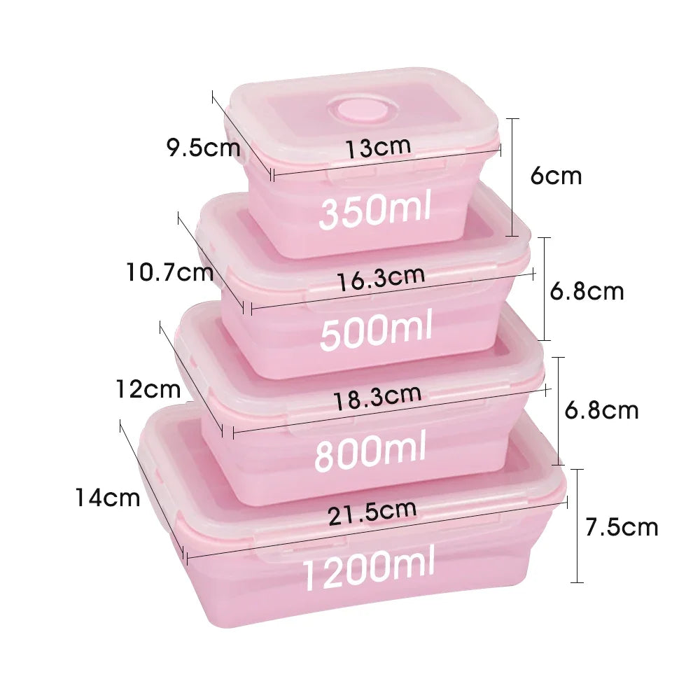 Set de Fiambreras de Silicona Plegables (4 uds) — Ahorra Espacio