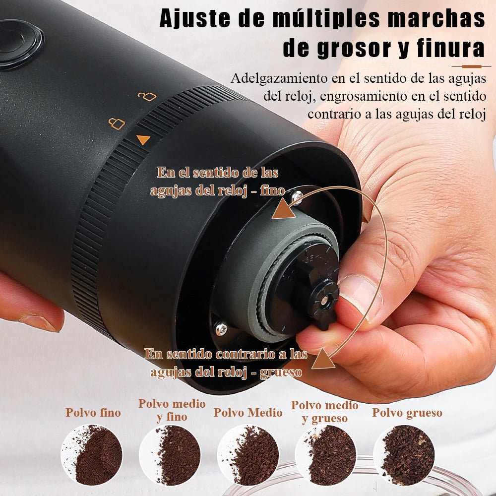 Molinillo de Café Eléctrico Portátil — Muelas Cerámicas Ajustables