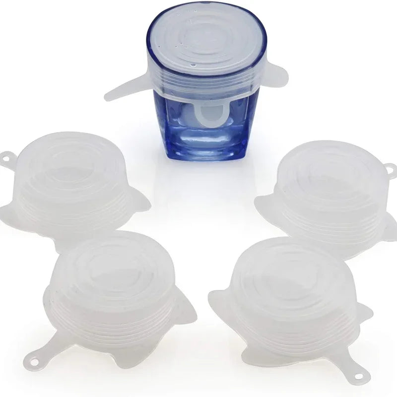 Pack de 8 tapas elásticas de silicona reutilizables