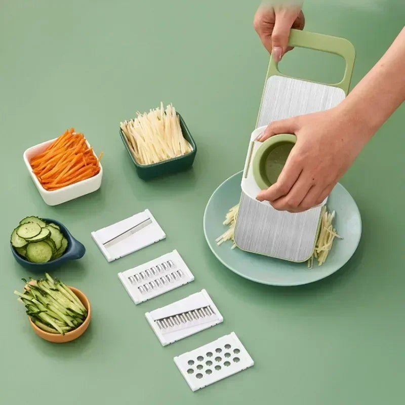 Cortador de Verduras 5 en 1 — Juliana, Rodajas y Dados al Instante