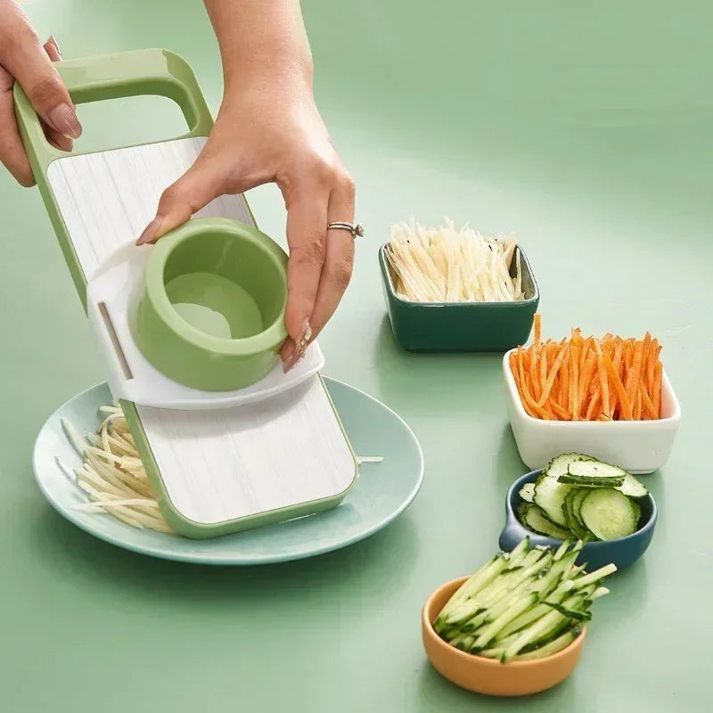 Cortador de Verduras 5 en 1 — Juliana, Rodajas y Dados al Instante