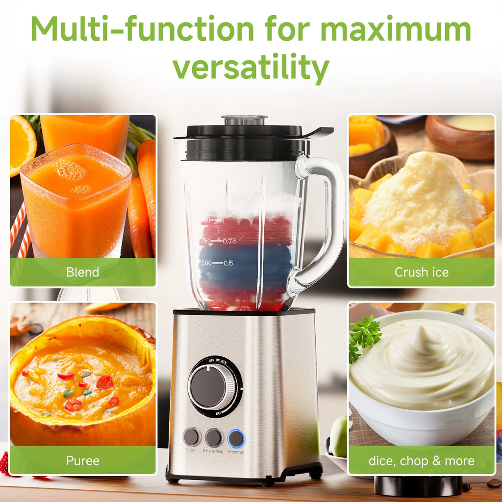 Batidora de Vaso 3 en 1 1300W — Smoothies, Hielo y Picado