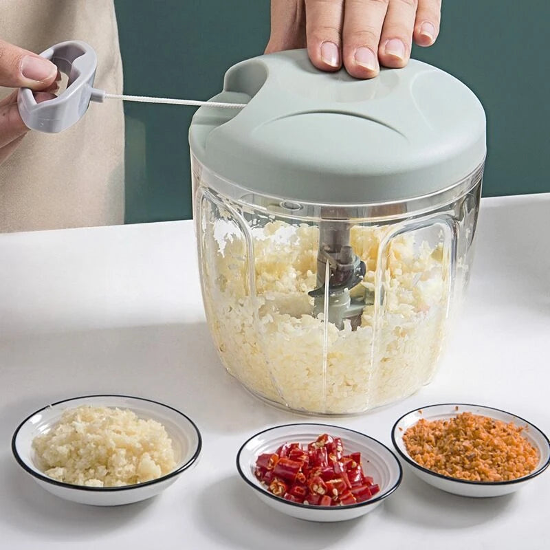Picadora Manual de Tirador — Pica Verduras y Ajo en Segundos