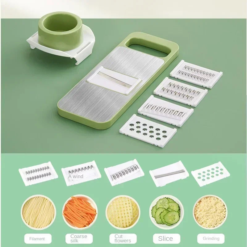 Cortador de Verduras 5 en 1 — Juliana, Rodajas y Dados al Instante