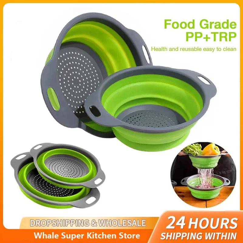 Colador plegable de silicona para escurrir pasta y verdura