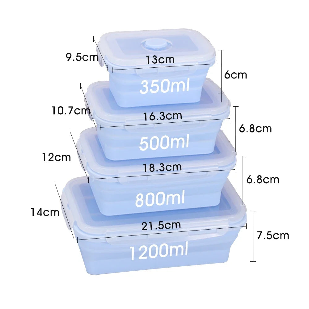 Set de Fiambreras de Silicona Plegables (4 uds) — Ahorra Espacio