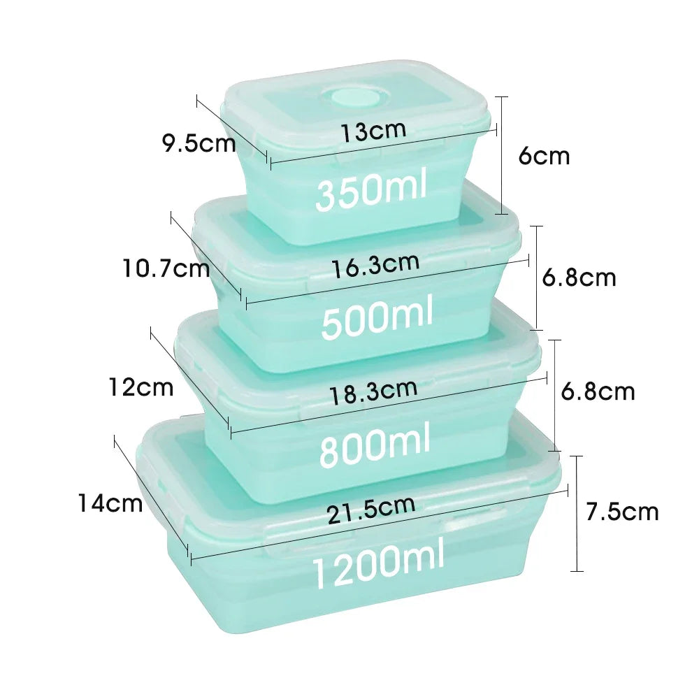 Set de Fiambreras de Silicona Plegables (4 uds) — Ahorra Espacio
