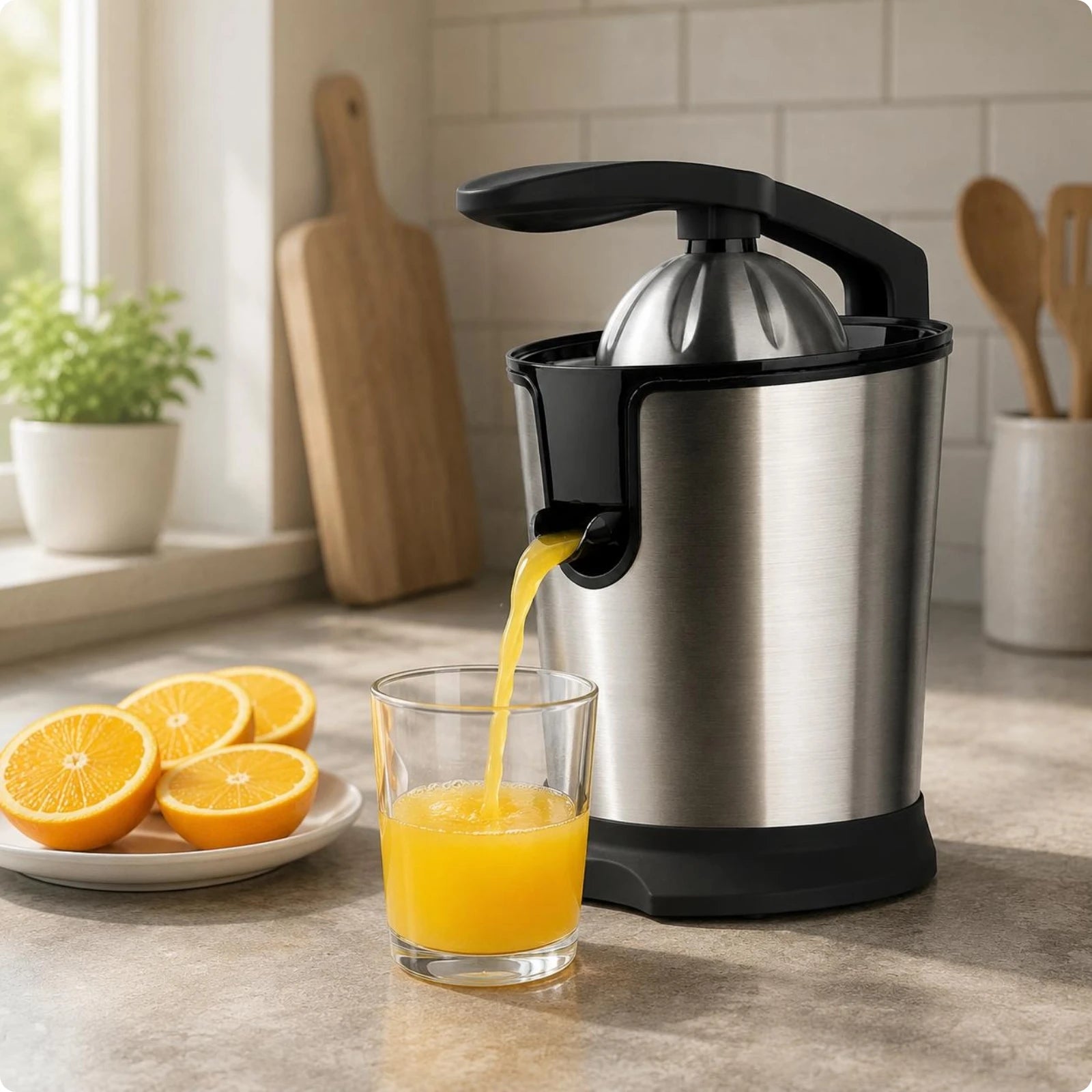 Exprimidor de Naranjas Eléctrico Automático — Zumo Recién Hecho