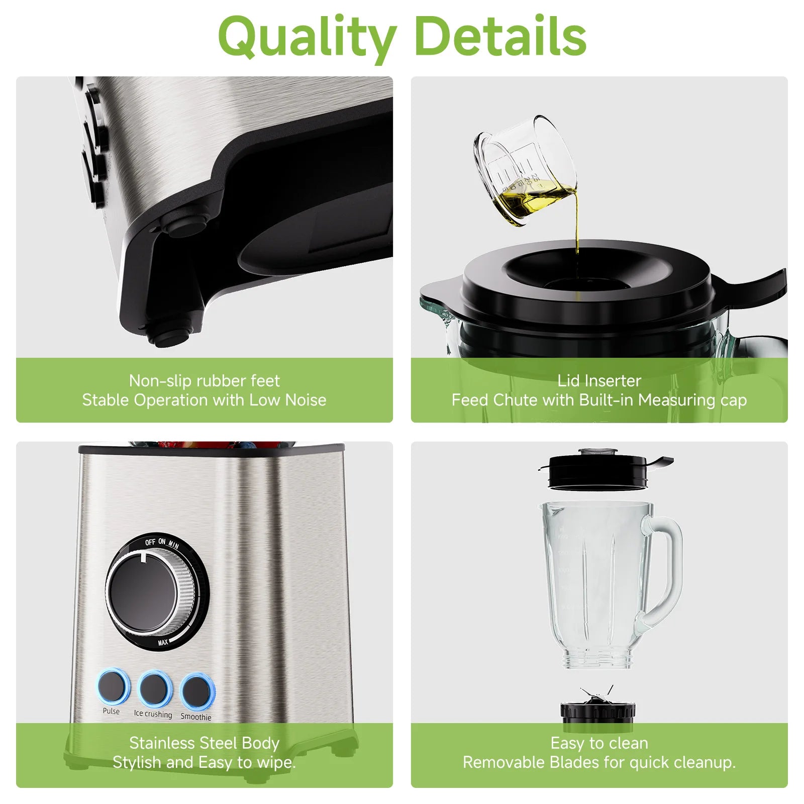 Batidora de Vaso 3 en 1 1300W — Smoothies, Hielo y Picado