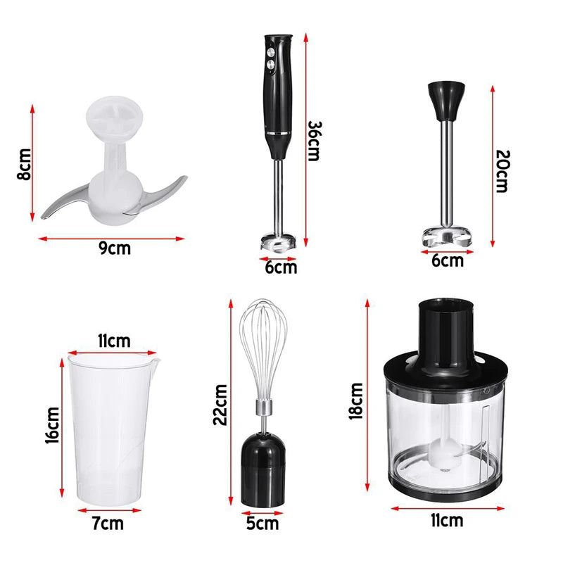 Batidora de Mano 4 en 1 500W — Tritura, Pica, Bate y Monta