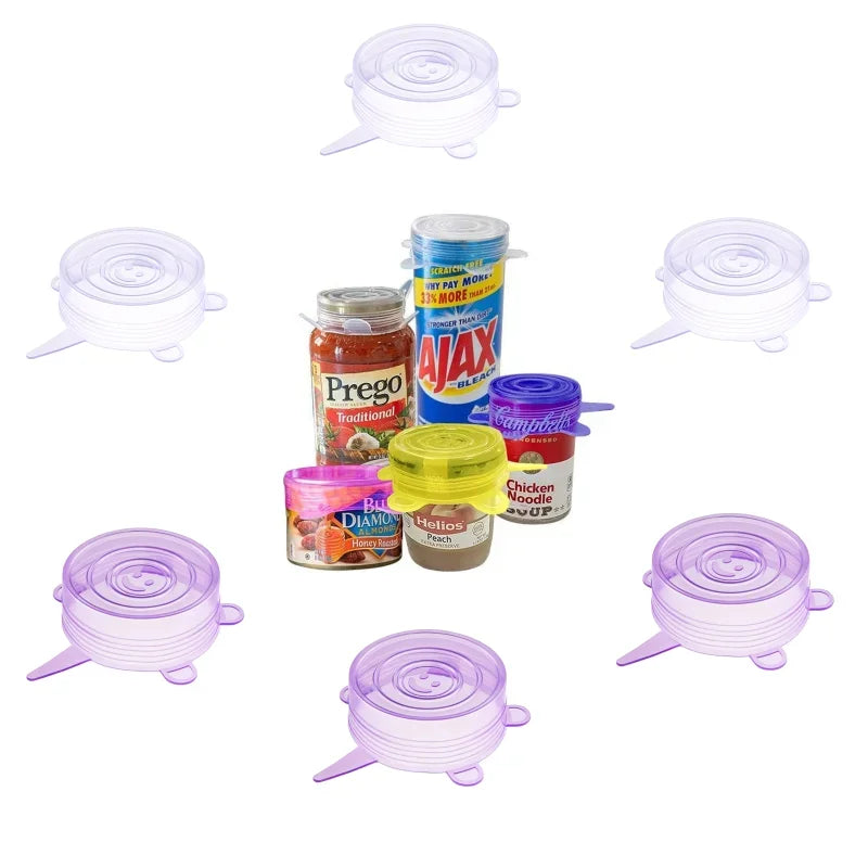 Tapas Elásticas de Silicona (Pack 8) — Sellan Cualquier Recipiente